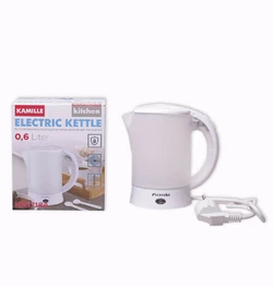 Чайник электрический Kamille 0.6л пластиковый (белый/матовый c чашками и ложками)