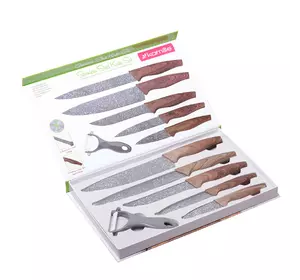 Набор кухонных ножей Kamille 6 предметов в подарочной упаковке (5 ножей+овощечистка) KM-5043