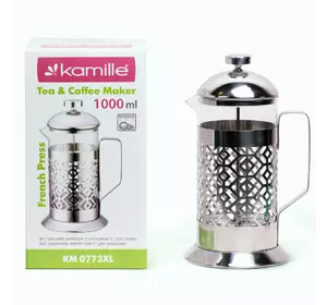 Заварник френчпресс Kamille 1000мл для чая и кофе KM-0773XL