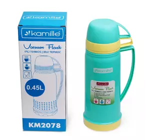 Термос Kamille Голубой 450мл пластиковый со стеклянной колбой KM-2078