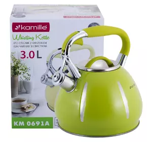 Чайник Kamille Зеленый 3л из нержавеющей стали со свистком KM-0691A