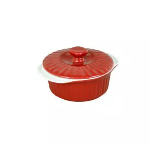 Кастрюля керамическая Kamille Красный для запекания 1.5л с крышкой KM-6100