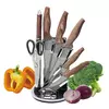 Набор кухонных ножей Kamille и ножницы на акриловой подставке 8 предметов KM-5139