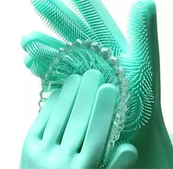 Силиконовые многофункциональные перчатки для мытья и чистки Magic Silicone Gloves Бирюза