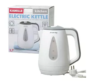 Чайник электрический Kamille 1.7л пластиковый (белый с серым) KM-1716A
