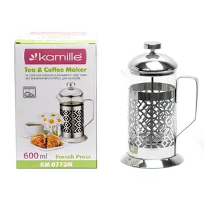 Заварник френчпресс Kamille 600мл  для чая и кофе KM-0773M
