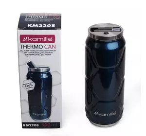 Термобанка термос бутылка  для воды Kamille Синий из нержавеющей стали 500мл KM-2208