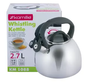 Чайник Kamille 2.7л из нержавеющей стали со свистком и бакелитовой ручкой KM-1088