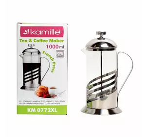 Заварник френчпресс Kamille 1000мл  для чая и кофе KM-0772XL