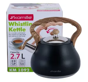 Чайник Kamille Черный 2,7л из нержавеющей стали со свистком и нейлоновой ручкой KM-1092