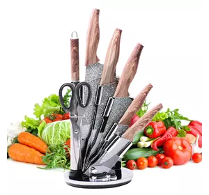 Набор кухонных ножей Kamille и ножницы на акриловой подставке 8 предметов KM-5149