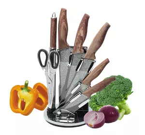 Набор кухонных ножей Kamille и ножницы на акриловой подставке 8 предметов KM-5139